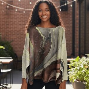 Abstract Print Lightweight Women's sweater in brown marble